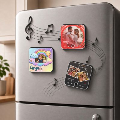 Personalized Baby Photo Musical Fridge Magnet with Favorite Song Baby Memory Gift for Newborn, Baby Shower, Naming Ceremony, First Birthday